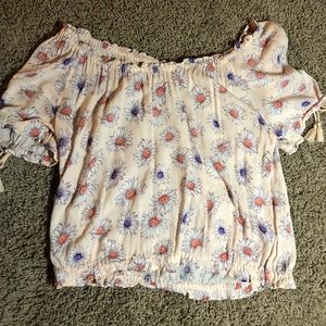 crop floral shirt off shoulder